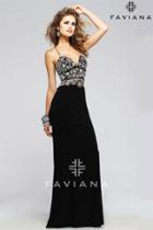 Faviana - S7718 Jersey V-neck Evening Dress With Colorful Beaded Bodice