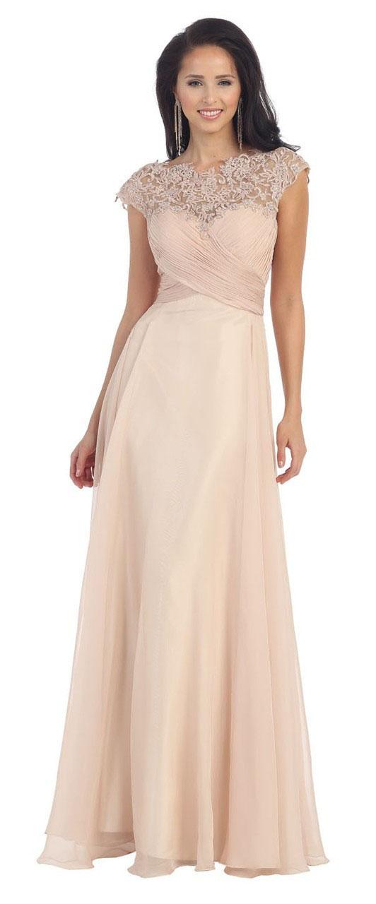 May Queen - Mq-1178 Embellished Illusion Bateau A-line Dress