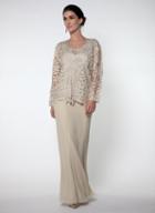 Soulmates - D888709 V-neck Twin Set With Solid Skirt