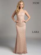 Lara Dresses - Embellished Bateau Sheath Evening Gown 33230