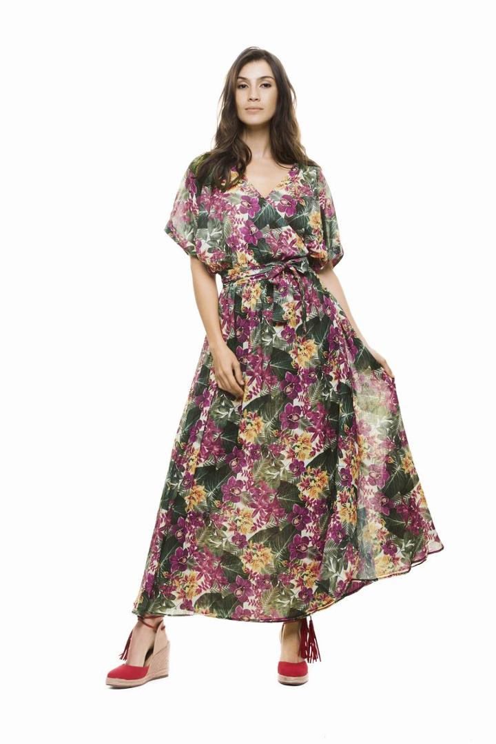 2018 Estivo Swimwear - Printed Wrap Around Long Dress Cu099/flo/01