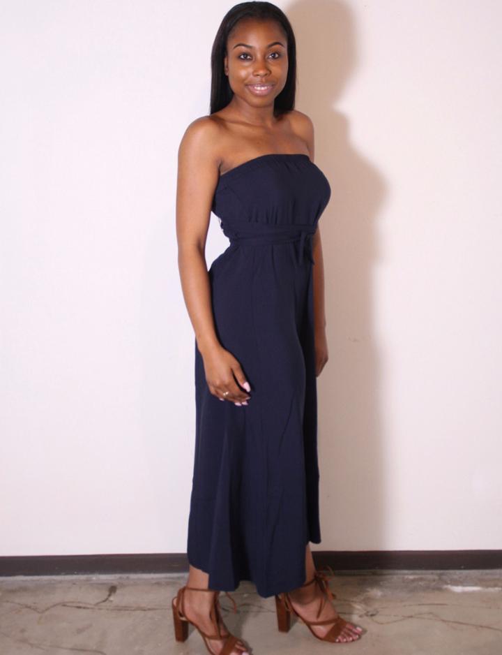 Tysa - Tie Up Tube Dress In Navy