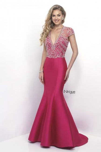 Intrigue - Crystal Ornate V-neckline Mikado Mermaid Dress 285