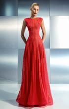 Beside Couture - Ch1650 Bateau Neckline Sheer Evening Gown