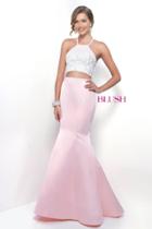 Blush - Embroidered Two-piece Halter Trumpet Gown 11281
