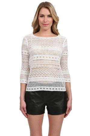 Graham And Spencer 3/4 Sleeve Lace Top In White