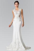 Elizabeth K - Gl2326 Beaded Queen Anne Jersey Sheath Wedding Dress