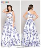 Colors Dress - 1836 Two Piece Asymmetric Floral Evening Dress