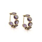 Tresor Collection - 18k Yellow Gold Large Hoop Earrings In Amethyst