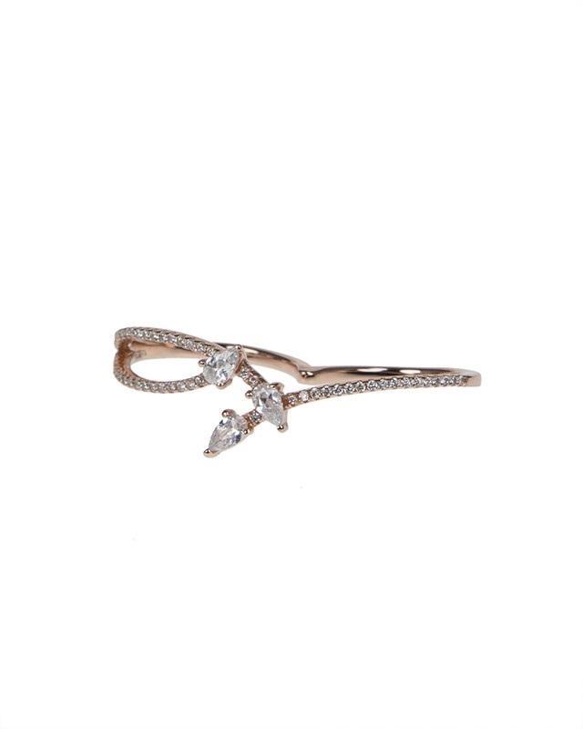 Cz By Kenneth Jay Lane - Rose Gold Plated Pave Double Finger Ring