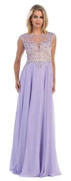 May Queen - Mq-1256 Embellished Illusion Bateau A-line Dress