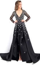 Rachel Allan Prima Donna - 5962 Long Sleeve Floral Applique Long Gown