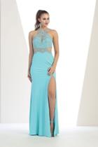 May Queen - Illusion Halter Neck With Side Cutout Sheath Dress Rq7404
