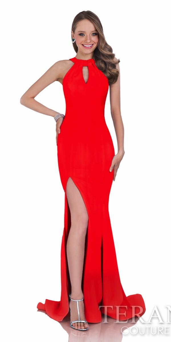 Terani Couture - 1612p0514g Sleeveless Halter Sheath Dress