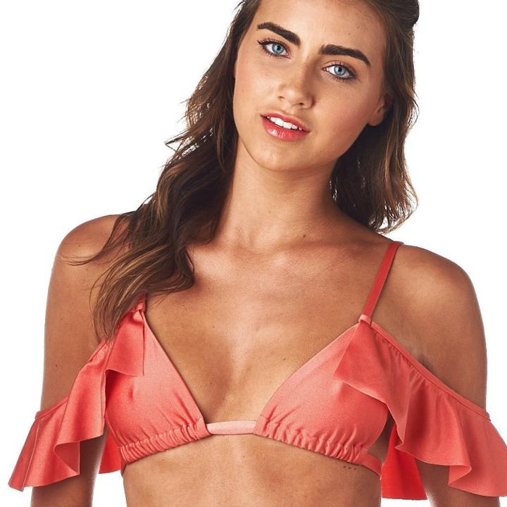 Montce Swim - Coral Shimmer Kensie Ruffle Top
