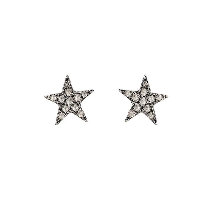Ashley Schenkein Jewelry - Brooklyn Diamond Rhodium Mini Star Earrings