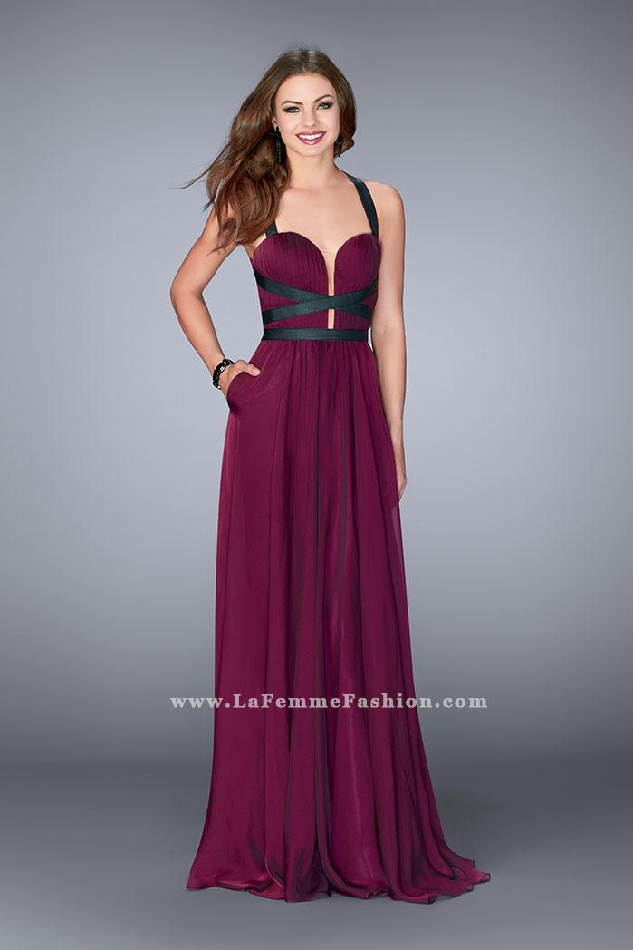 La Femme - Strappy Back Sweetheart Dress In Garnet 24536
