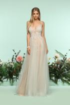 Zoey Grey - 31173 Beaded Deep V-neck Tulle A-line Dress