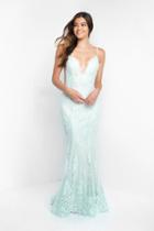 Intrigue - 447 Lace Deep V-neck Sheath Dress