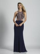 Dave & Johnny - A6604 Beaded Halter Neck Fitted Gown