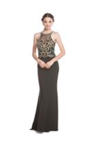 Aspeed - L1671 Bedazzled Illusion Halter Fitted Evening Dress