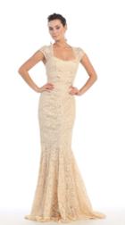 May Queen - Mq-1149 Lace Square Trumpet Dress