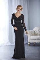 Christina Wu Elegance - 17845 Beaded Long Sleeve V-neck Jersey Dress