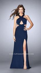 La Femme - Elegant Criss Cross Neck Jersey Gown 24369