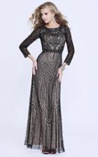 Shail K - 1265 Glittering Long Sleeve Evening Gown