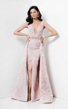 Terani Couture - Floral Printed Deep V-neck With Overskirt Evening Dress 1711m3385