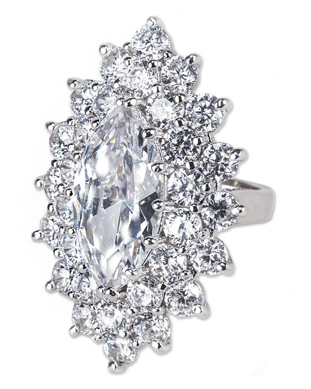 Cz By Kenneth Jay Lane - Statement Marquise With Round Border Ring