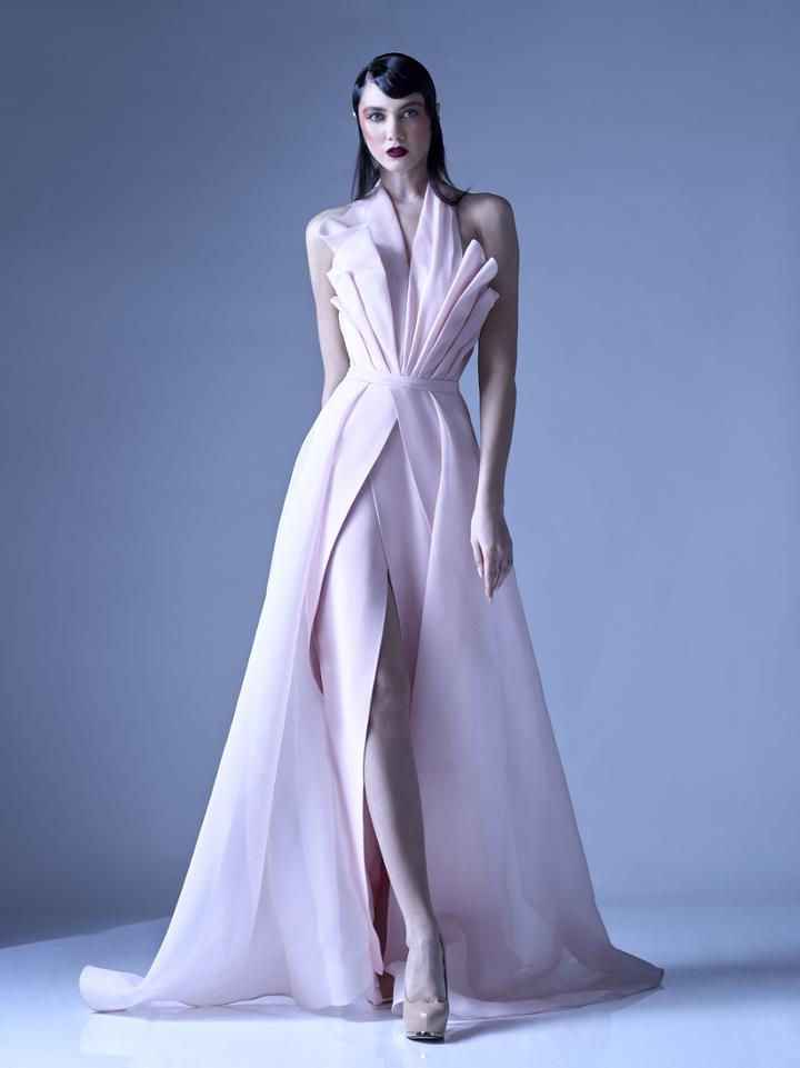 Mnm Couture - G0924 Pleated Halter A-line Evening Dress