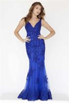 Jolene Collection - 18106 Beaded Lace V-neck Sheath Dress