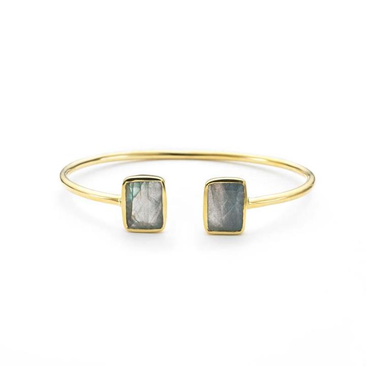 Margaret Elizabeth - Emerald 2 Stone Bangle Labradorite