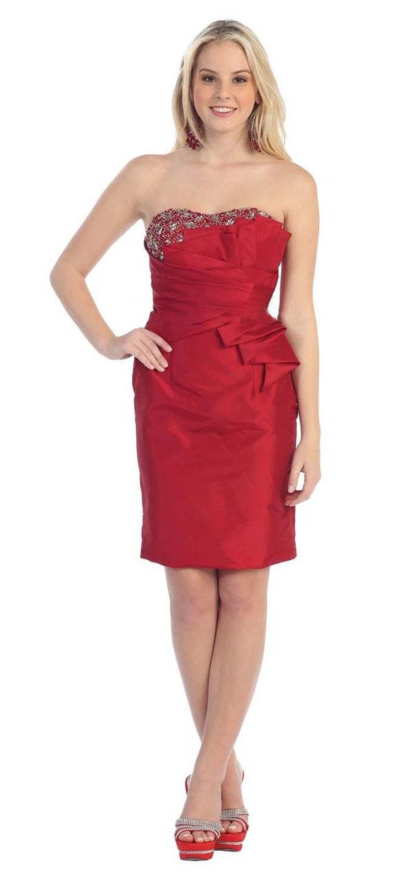 May Queen - Mq 788 Bejeweled Origami Sheath Dress