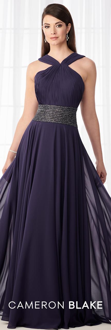 Cameron Blake - 218615 Ruched Halter A-line Evening Dress