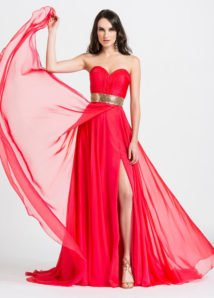 Ashley Lauren - 1069 Gold Beaded Pleated Sweetheart A-line Dress