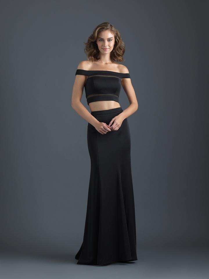 Madison James - 18-648 Two Piece Off Shoulder Fitted Evening Dress