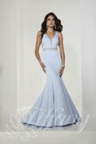 Tiffany Designs - 46133 Deep V-neck Crepe Mermaid Gown