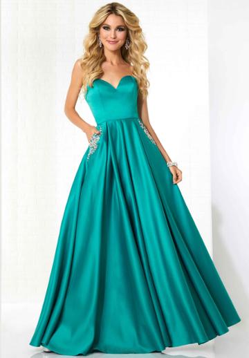 Tiffany Homecoming - 46120 Strapless Sweetheart Satin Ballgown