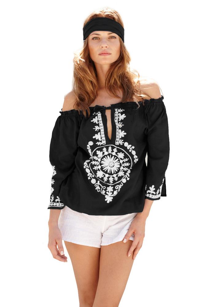 Debbie Katz - Soraya Wool Embroidered India Cotton Top