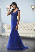 Christina Wu Elegance - 17841 Beaded Lace V-neck Trumpet Dress