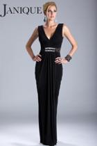 Janique - Adorable Ruched Evening Gown With A Plunging Neckline 2776
