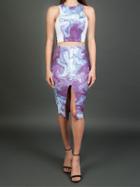 Donna Mizani - Swirl Front Slit Midi Skirt