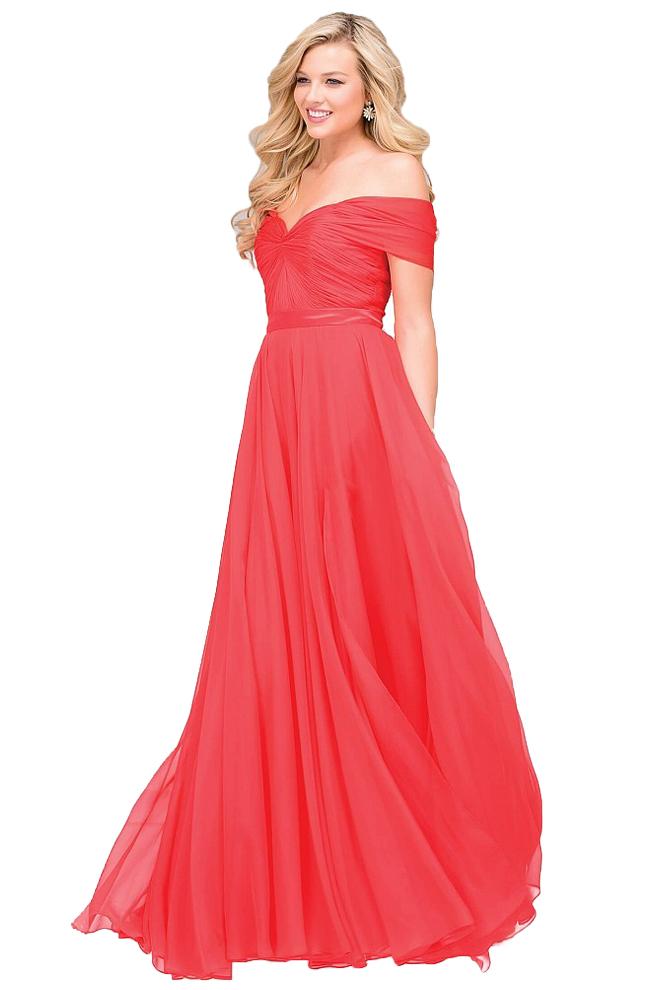 Jovani - Off Shoulder Ruched Long Dress In Navy 42003