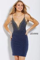 Jovani - 55188 Beaded Plunging Fitted Cocktail Dress