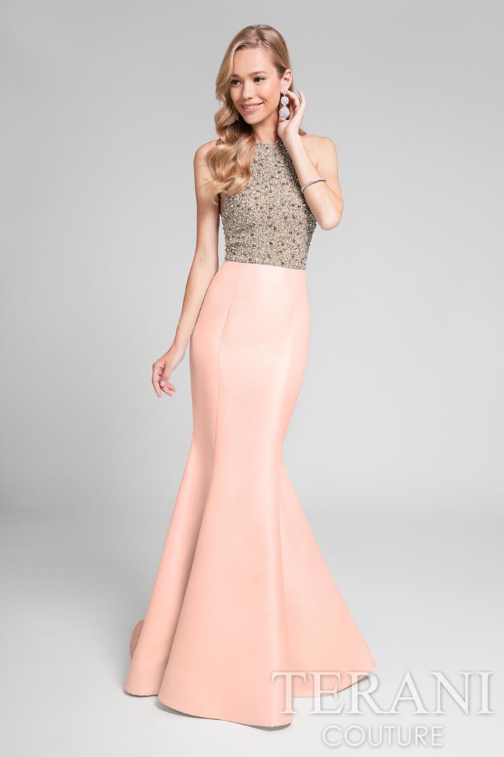 Terani Prom - Breathtaking Beaded Halter Neck Mermaid Dress 1712p2457