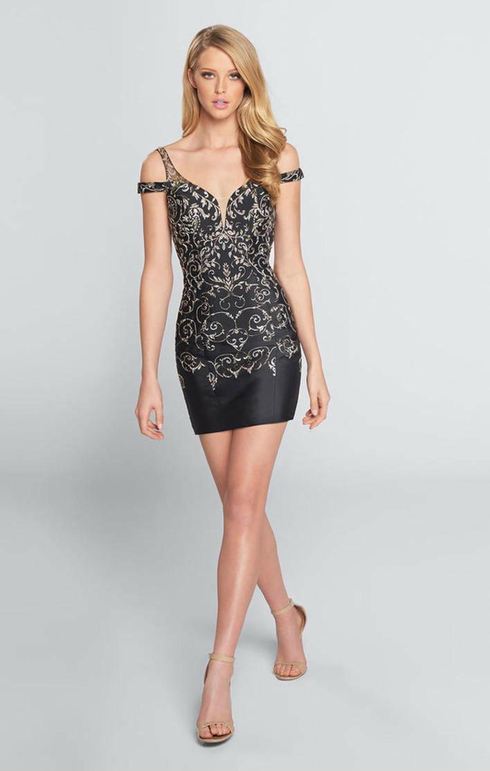 Ellie Wilde - Ew21717s Strappy V Neck Sheath Cocktail Dress