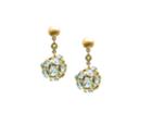 Tresor Collection - Blue Topaz And Organic Diamond Sphere Ball Earring In 18k Yellow Gold