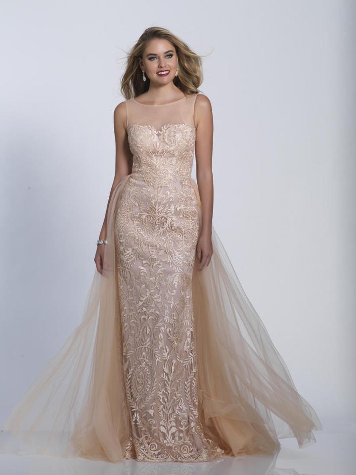 Dave & Johnny - 3326 Embellished Sheer Bateau Sheath/a-line Dress